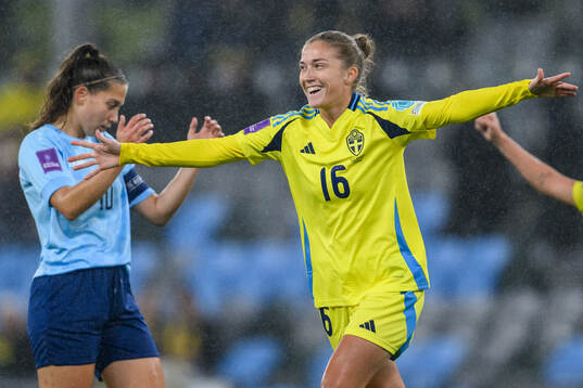 Filippa Angeldahl of Sweden celebrates