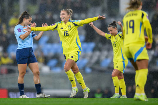 Filippa Angeldahl of Sweden celebrates