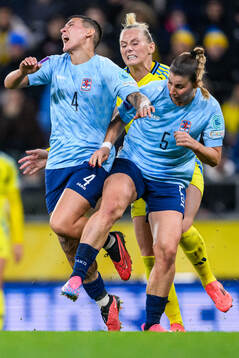 Andreia Machado and Emma Kremer of Luxembourg against Stina