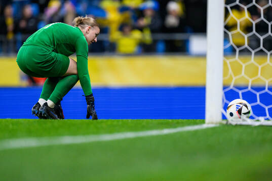 goalkeeper Lucie Schlime of Luxembourg looks dejected