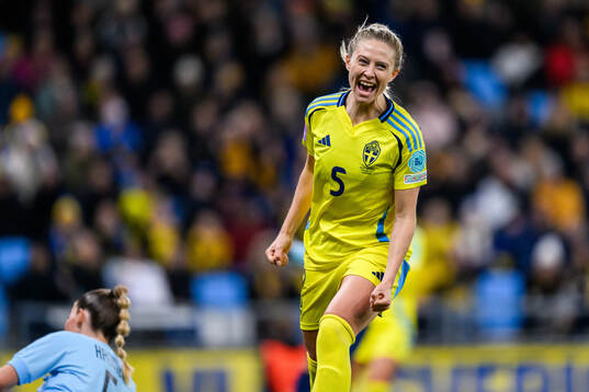 Rebecka Blomqvist of Sweden celebrates