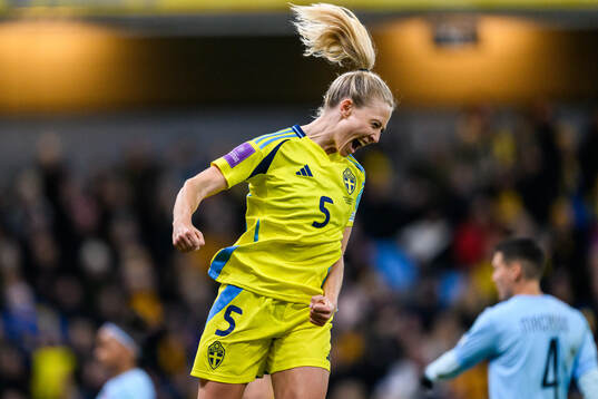 Rebecka Blomqvist of Sweden celebrates