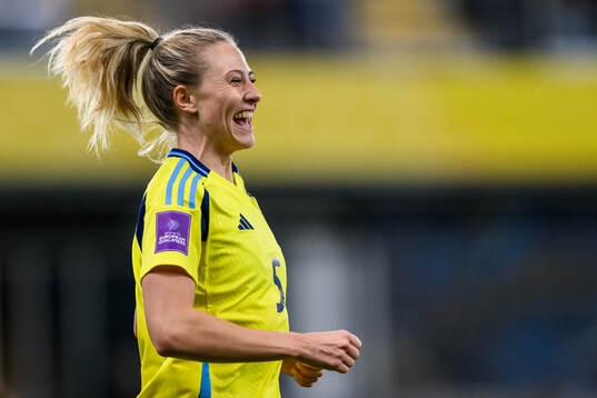 Rebecka Blomqvist of Sweden celebrates