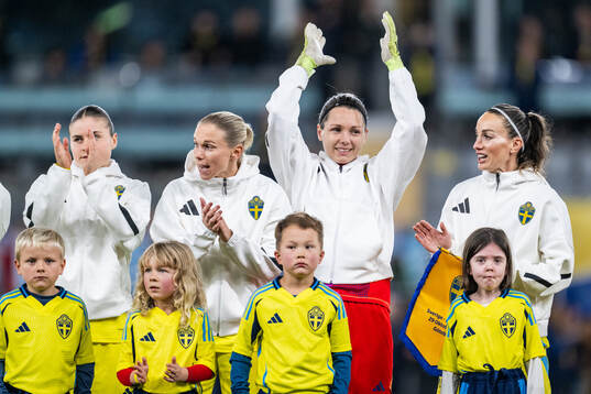 Hanna Wijk, Jonna Andersson, goalkeeper Jennifer Falk and