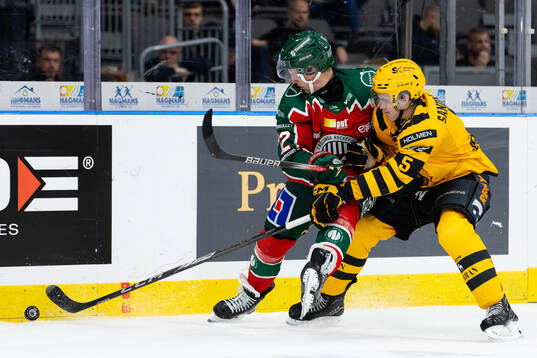Frölundas Max Friberg och Skellefteås Axel Sandin Pellikka