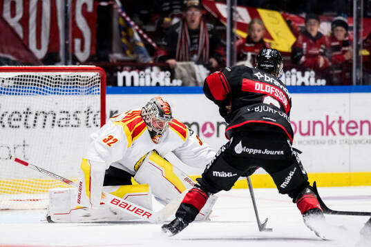 Brynäs målvakt Ludvig Persson och Malmö Redhawks Johan
