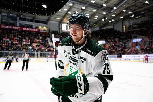 Färjestads Jeremy Salvas Groleau jublar