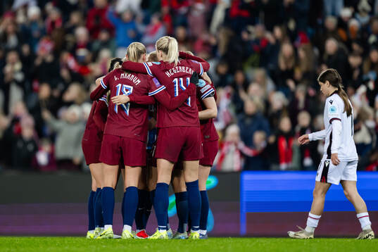 Players of Norway celebrate the 2-0 goal
