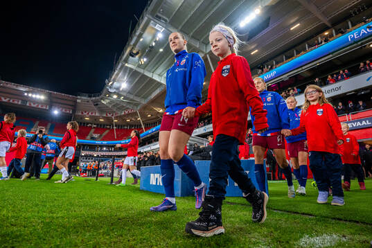 Elisabeth Terland of Norway enters the pitch