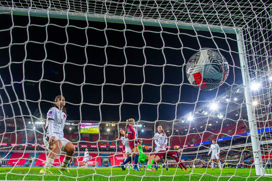 Signe Gaupset of Norway scores the 7-0 goal
