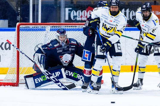 Linköpings målvakt Ebba Svensson Träff och HV71s Elin