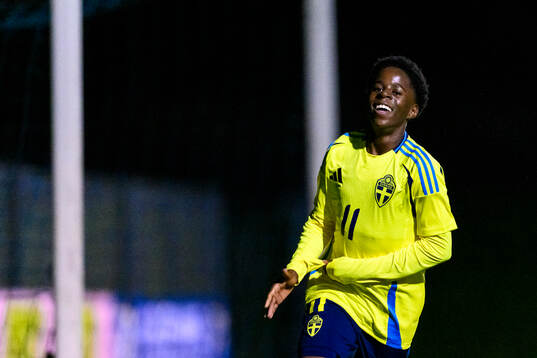 Eddy Kejang of Sweden celebrates the 2-0 goal