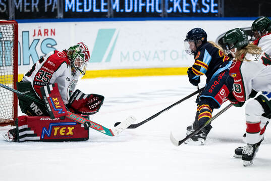 Frölundas målvakt Stephanie Neatby och Djurgårdens