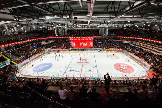 Brynäs Jordan Schroeder jublar och supportar kastar in