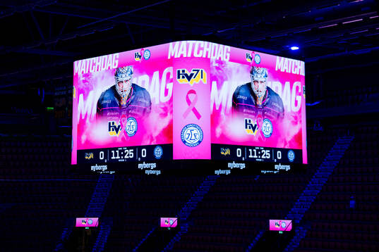 Mediakuben visar HV71s och Leksands klubbmärken