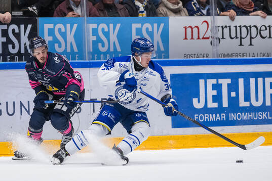 HV71s Isac Brännström och Leksands Hannes Hellberg