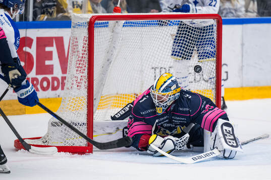 Leksands Justin Glenn Kloos och HV71s målvakt Hugo