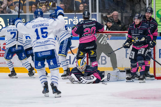 HV71s målvakt Hugo Alnefelt deppar