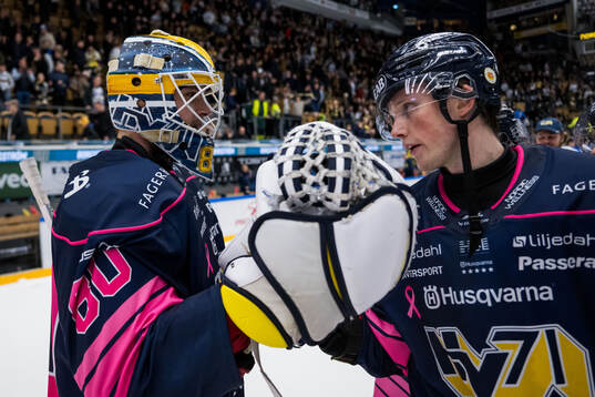 HV71s målvakt Frederik Dichow jublar