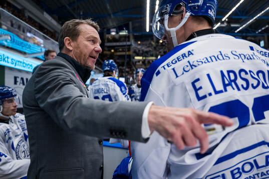 Leksands tränare Charles Berglund och Eddie Larsson