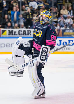 HV71s målvakt Frederik Dichow jublar