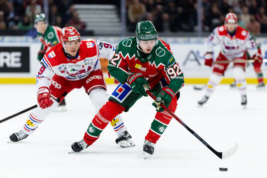 Timrås Didrik Strömberg och Frölundas Filip Cederqvist