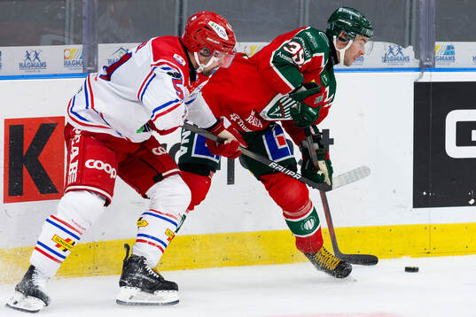 Timrås Anton Lander och Frölundas Mikael Ruohomaa