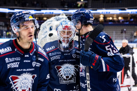 Linköpings målvakt Christian Heljanko jublar
