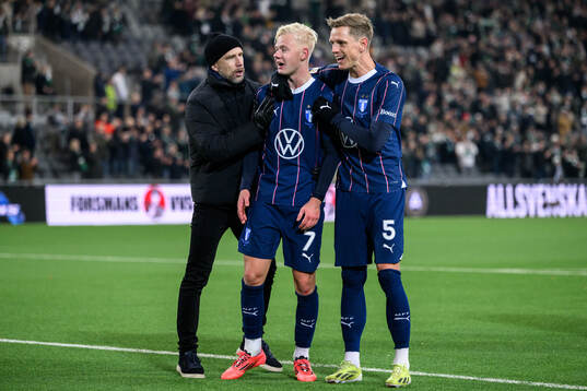 Malmö FFs tränare Henrik Rydström, Otto Rosengren och