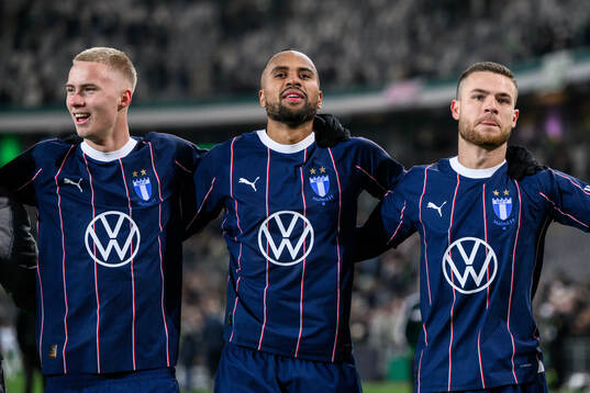 Malmö FFs Daniel Gudjohnsen, Isaac Kiese Thelin och