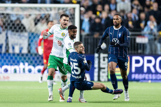 Hammarbys Tesfaldet Tekie och Malmö FFs Gabriel Busanello