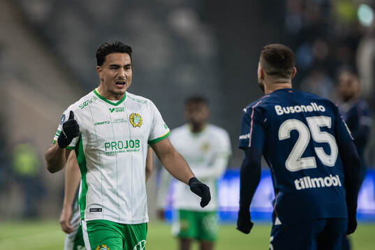 Hammarbys Jusef Erabi och Malmö FFs Gabriel Busanello