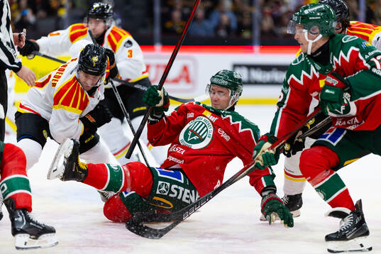 Brynäs Jordan Schroeder och Frölundas Mikael Ruohomaa