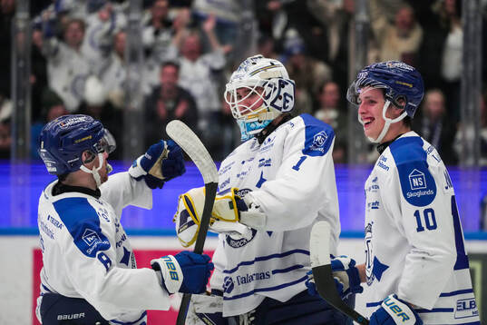 Leksands Matt Caito, målvakt Marcus Gidlöf och Anton
