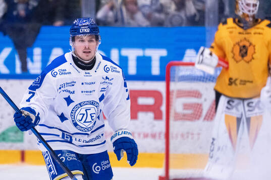 Leksands Marcus Karlberg jublar efterl 1-0