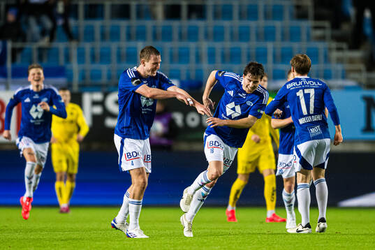 Emil Varhaugvik Breivik of Molde celebrates