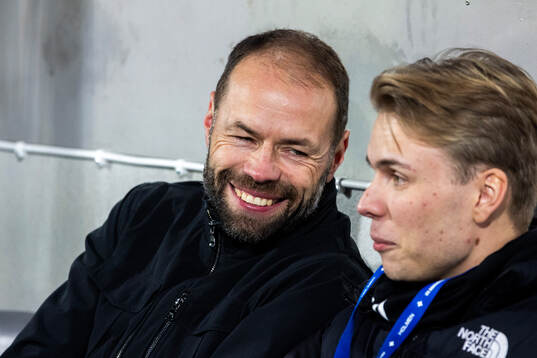IFK Norrköpings tränare Andreas Alm jublar