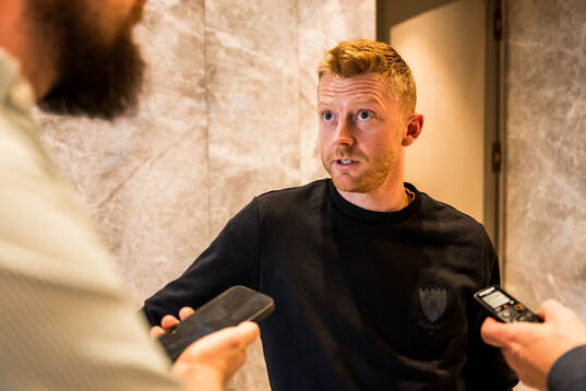 Malmö FF Anders Christiansen is being interviewed