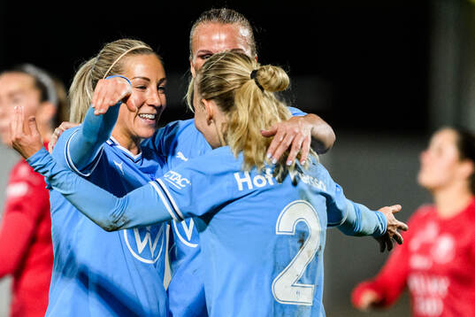 Malmö FFs Mia Persson, Lovisa Gustafsson och Nathalie Hoff