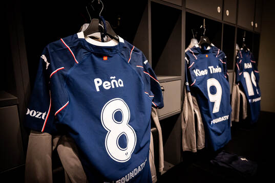 The kit of Sergio Pena of Malmö FF in the dressing room