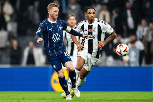 Anders Christiansen of Malmö FF and Cher Ndour of Besiktas