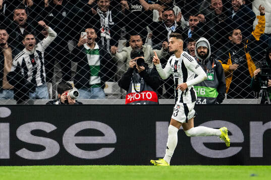 Ernest Muci of Besiktas celebrates the 1-0 goal