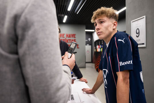 Hugo Bolin of Malmö FF in mixed zone