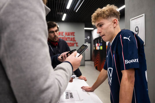 Hugo Bolin of Malmö FF in mixed zone