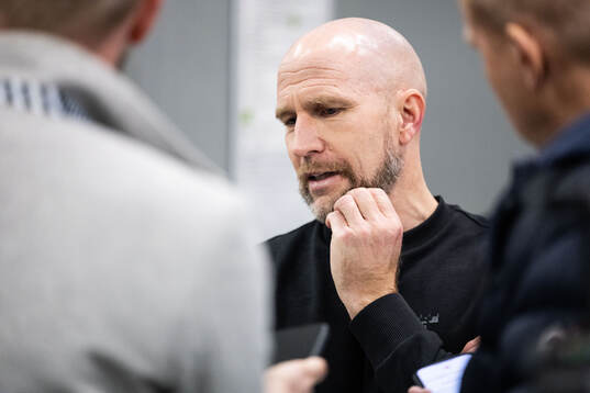 Head coach Henrik Rydström of Malmö FF in mixed zone