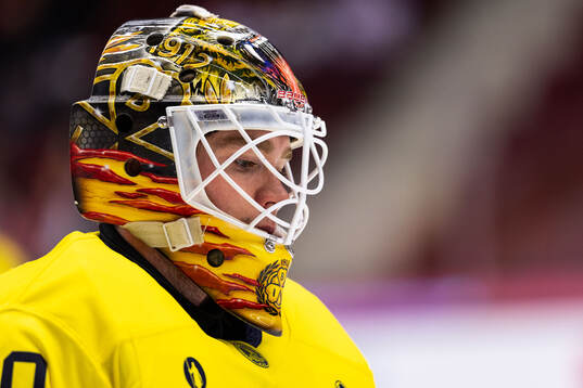 Goaltender Erik Källgren of Sweden