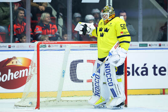 Goaltender Erik Källgren of Sweden