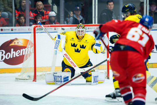 Goaltender Erik Källgren of Sweden