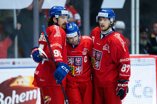 Jakub Flek of Czech Republic celebrates with team mates