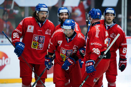 Jakub Flek of Czech Republic celebrates with team mates